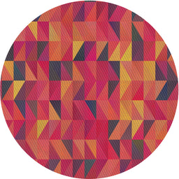 Round Machine Washable Transitional Red Rug, wshpat2649