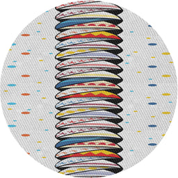 Round Patterned Silver Gray Novelty Rug, pat2652