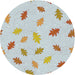 Round Machine Washable Transitional Pale Blue Lily Blue Rug, wshpat2653