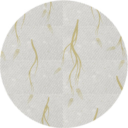 Round Patterned Pearl White Beige Novelty Rug, pat2654