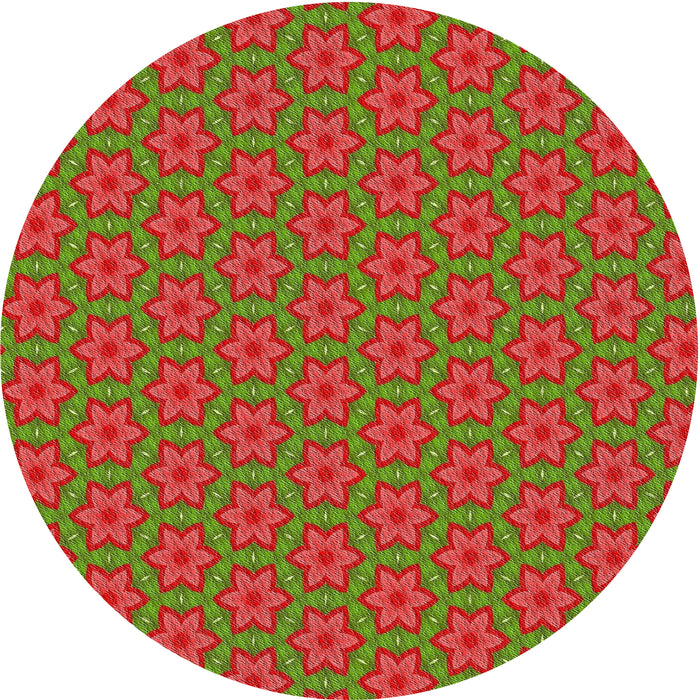Round Patterned Red Novelty Rug, pat2658