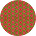 Round Machine Washable Transitional Red Rug, wshpat2658