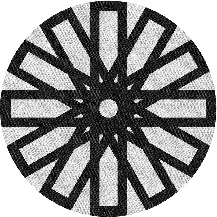 Round Machine Washable Transitional Charcoal Black Rug, wshpat2661