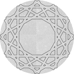 Round Patterned Gunmetal Gray Novelty Rug, pat2663