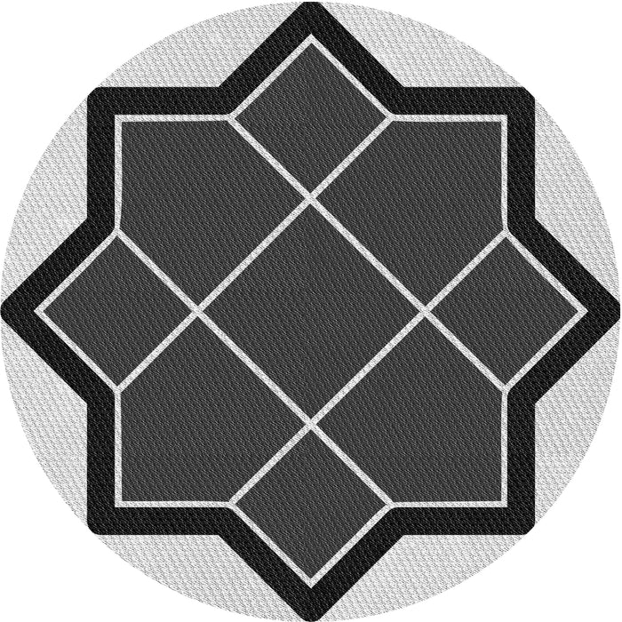 Round Machine Washable Transitional Charcoal Black Rug, wshpat2664