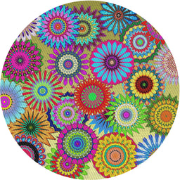 Round Patterned Dark Raspberry Purple Modern Rug, pat2665