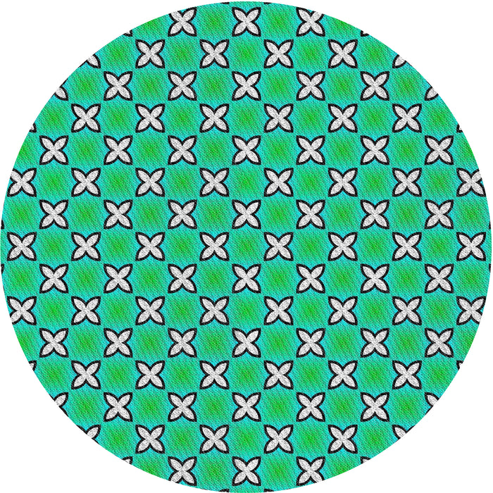 Round Patterned Spring Green Novelty Rug, pat2669