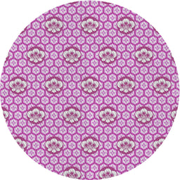 Round Machine Washable Transitional Magenta Pink Rug, wshpat2672