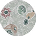 Round Patterned Platinum Gray Novelty Rug, pat2674