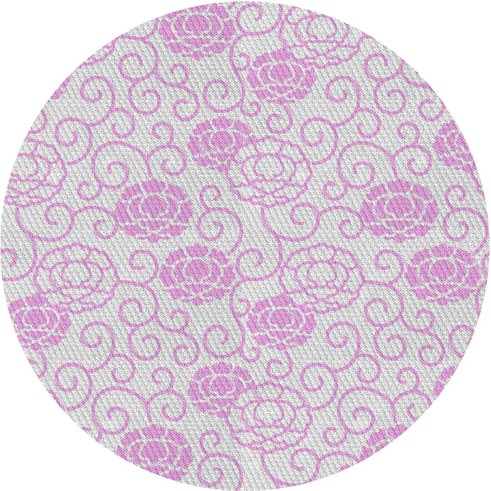 Round Patterned Off-White Novelty Rug, pat2677