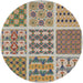 Round Machine Washable Transitional Brown Rug, wshpat2682