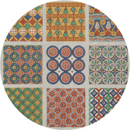 Round Machine Washable Transitional Sepia Brown Rug, wshpat2683