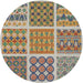 Round Machine Washable Transitional Brown Rug, wshpat2684