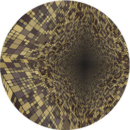 Round Machine Washable Transitional Brass Green Rug, wshpat2686