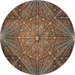 Round Machine Washable Transitional Orange Salmon Pink Rug, wshpat2688