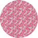 Round Machine Washable Transitional Pink Rug, wshpat2689