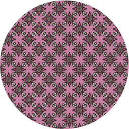 Round Machine Washable Transitional Cadillac Pink Rug, wshpat2692