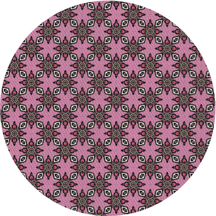 Round Machine Washable Transitional Cadillac Pink Rug, wshpat2692
