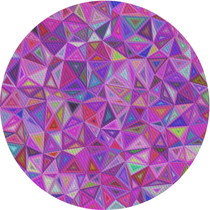 Round Patterned Dark Violet Purple Modern Rug, pat2706