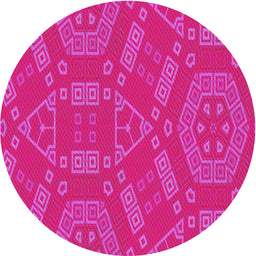 Round Patterned Deep Pink Novelty Rug, pat2708