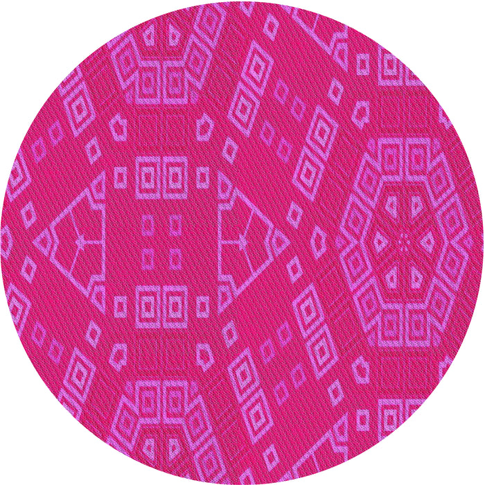 Round Machine Washable Transitional Deep Pink Rug, wshpat2708