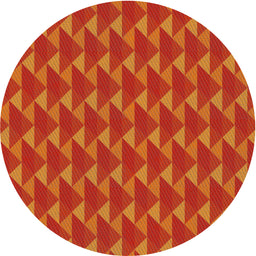 Round Patterned Neon Orange Novelty Rug, pat2713