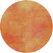 Round Machine Washable Transitional Orange Red Rug, wshpat271