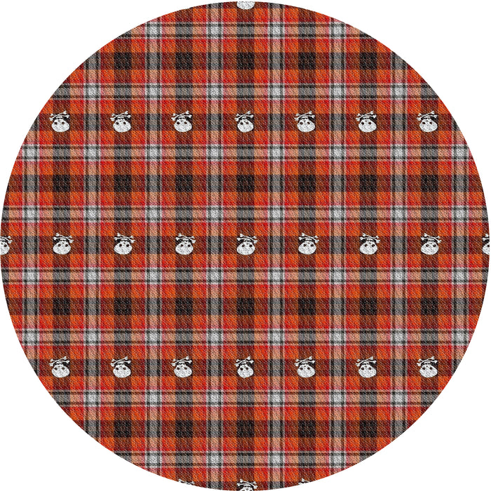 Round Machine Washable Transitional Copper Red Pink Rug, wshpat2722