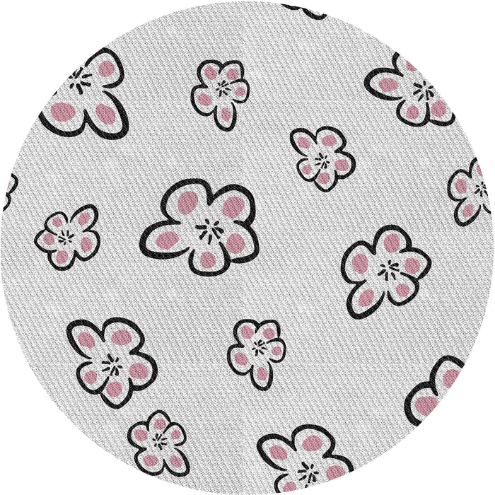 Round Patterned Off-White Novelty Rug, pat2732
