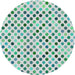 Round Machine Washable Transitional -Sea Green Rug, wshpat2741