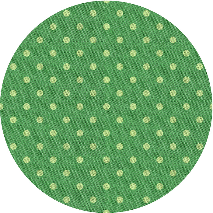 Round Machine Washable Transitional Green Rug, wshpat2742