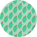 Round Patterned Green Novelty Rug, pat2754