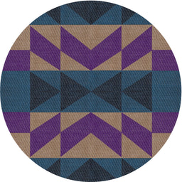 Round Machine Washable Transitional Night Blue Rug, wshpat275