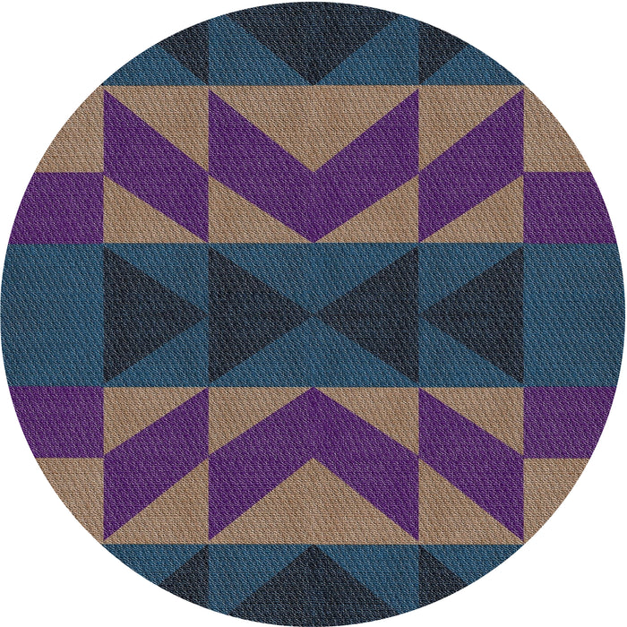 Round Patterned Blue Novelty Rug, pat275