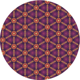 Round Machine Washable Transitional Plum Velvet Purple Rug, wshpat2766