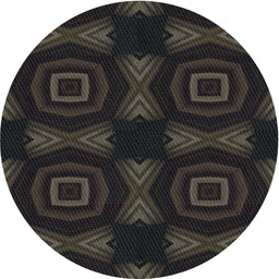 Round Patterned Black Novelty Rug, pat276