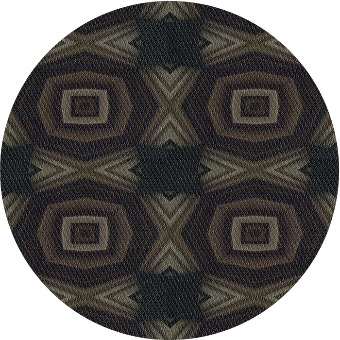 Round Patterned Black Novelty Rug, pat276
