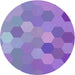 Round Patterned Bright Lilac Purple Modern Rug, pat2770