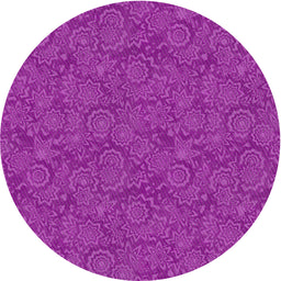 Round Machine Washable Transitional Dark Violet Purple Rug, wshpat2774