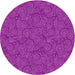 Round Machine Washable Transitional Dark Violet Purple Rug, wshpat2774