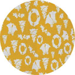 Round Patterned Harvest Gold Novelty Rug, pat277