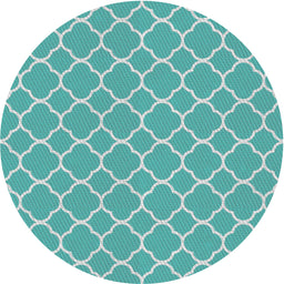 Round Patterned Light Sea Green Novelty Rug, pat2781
