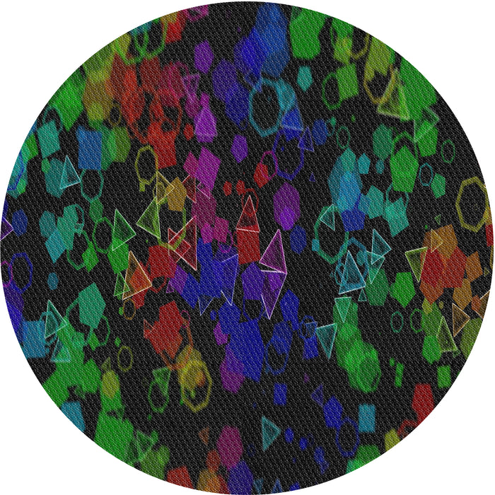 Round Machine Washable Transitional Midnight Gray Rug, wshpat2793