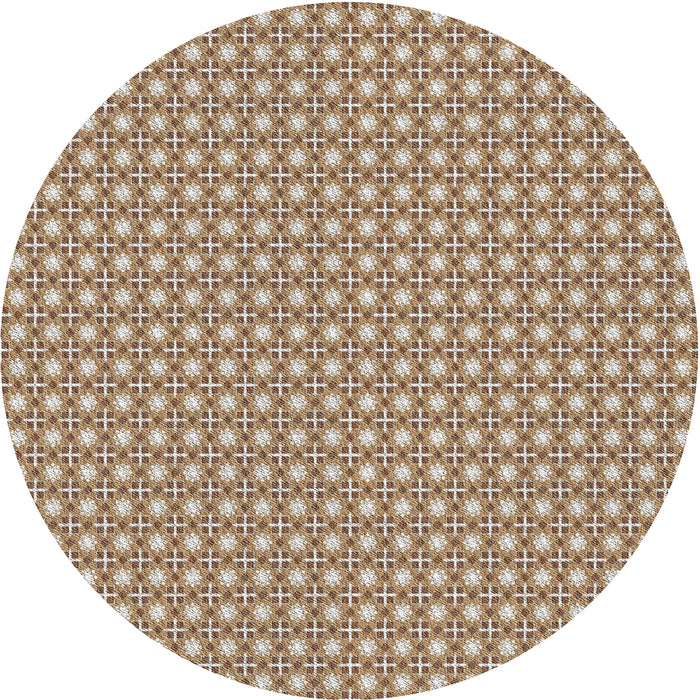 Round Patterned Sienna Brown Novelty Rug, pat2798