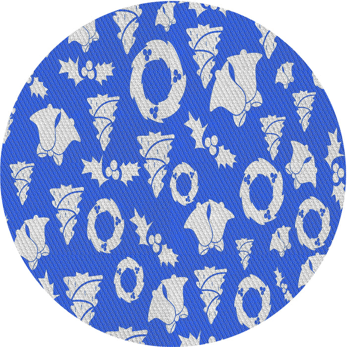 Round Machine Washable Transitional Jeans Blue Rug, wshpat279