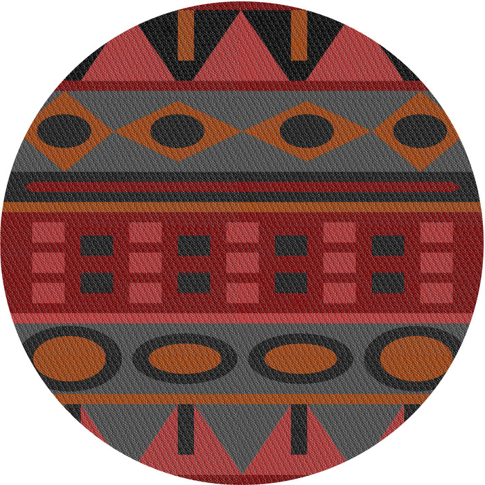 Round Patterned Chestnut Brown Novelty Rug, pat2800