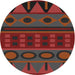 Round Patterned Chestnut Brown Novelty Rug, pat2800