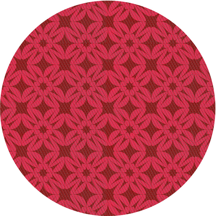 Round Patterned Red Novelty Rug, pat2801