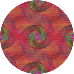 Round Patterned Rust Pink Modern Rug, pat2807