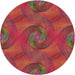 Round Machine Washable Transitional Rust Pink Rug, wshpat2807